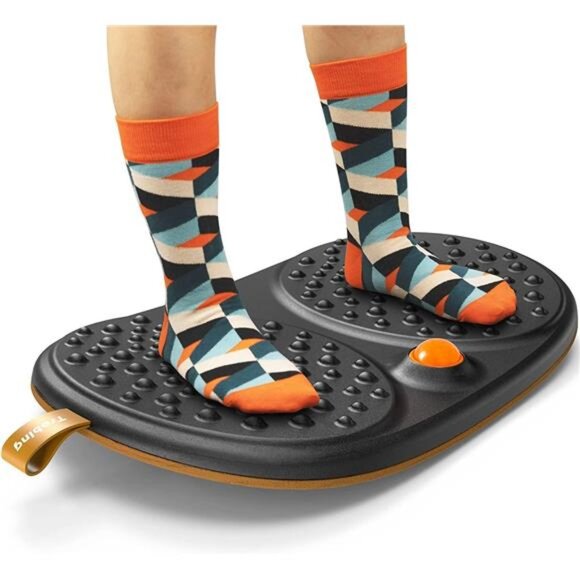 Trobing Standing Desk Mat Balance Board with Rollerball, Wooden Wobble - Picture 1 of 7